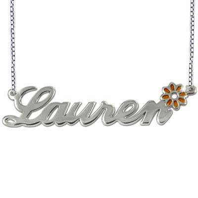 Sterling Silver Name Necklace with Color Charm-4 product photo