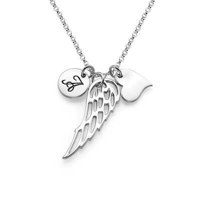 Sterling Silver Personalized Angel Wing Necklace-1 product photo