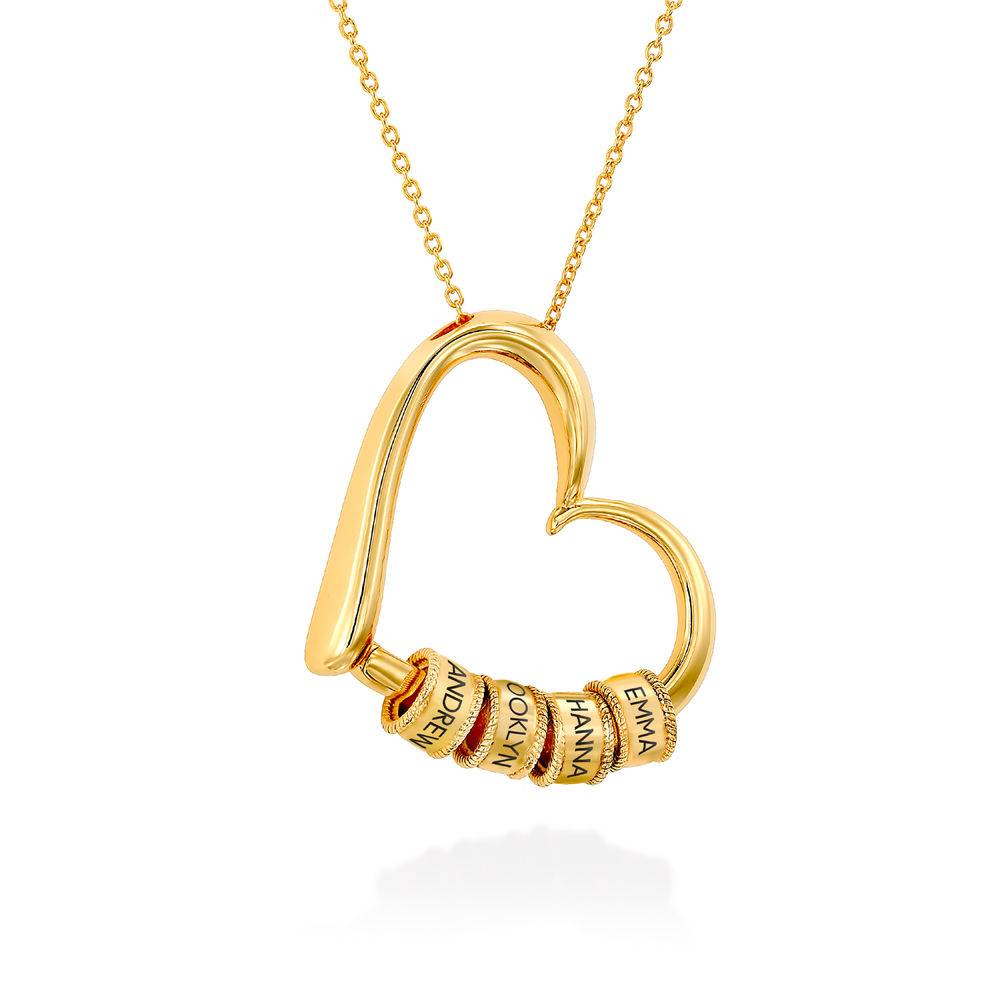 Charming Heart Necklace with Engraved Beads in Gold Plating-3 product photo