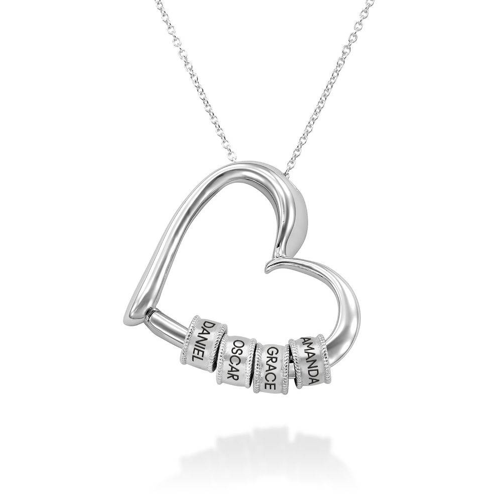 Charming Heart Necklace with Engraved Beads in Sterling Silver-6 product photo