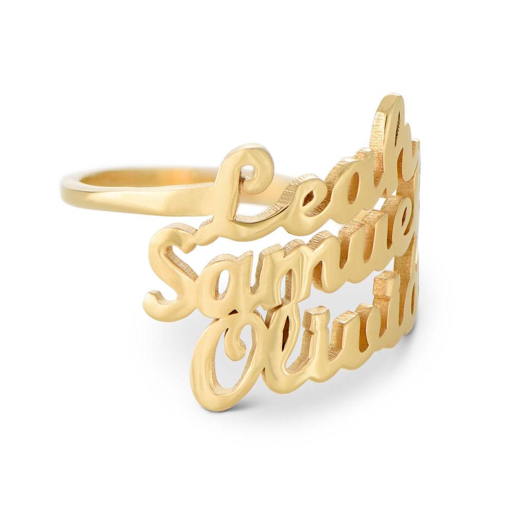 Script Triple Name Ring in 18K Gold Plating-3 product photo