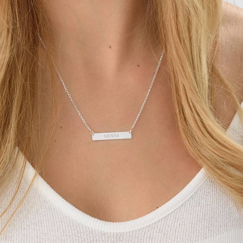 Tiny Silver Engraved Bar Necklace product photo