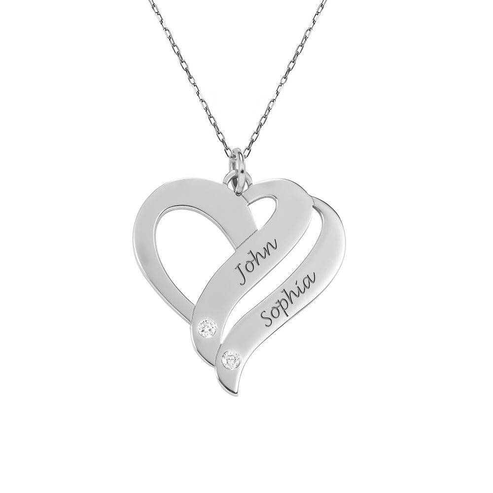 Two Hearts Forever One 10K White Necklace with Diamond-1 product photo