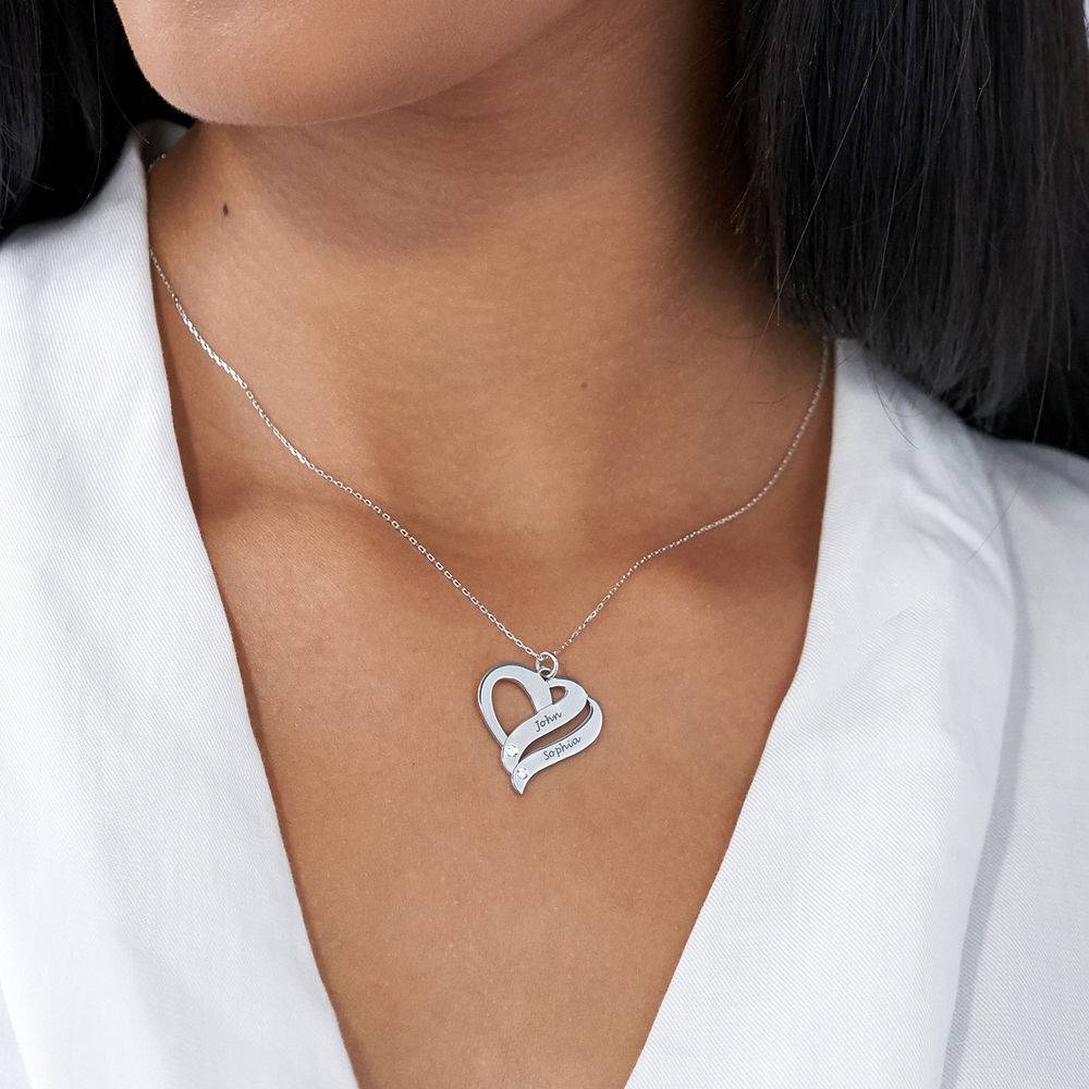 Two Hearts Forever One 10K White Necklace with Diamond-3 product photo