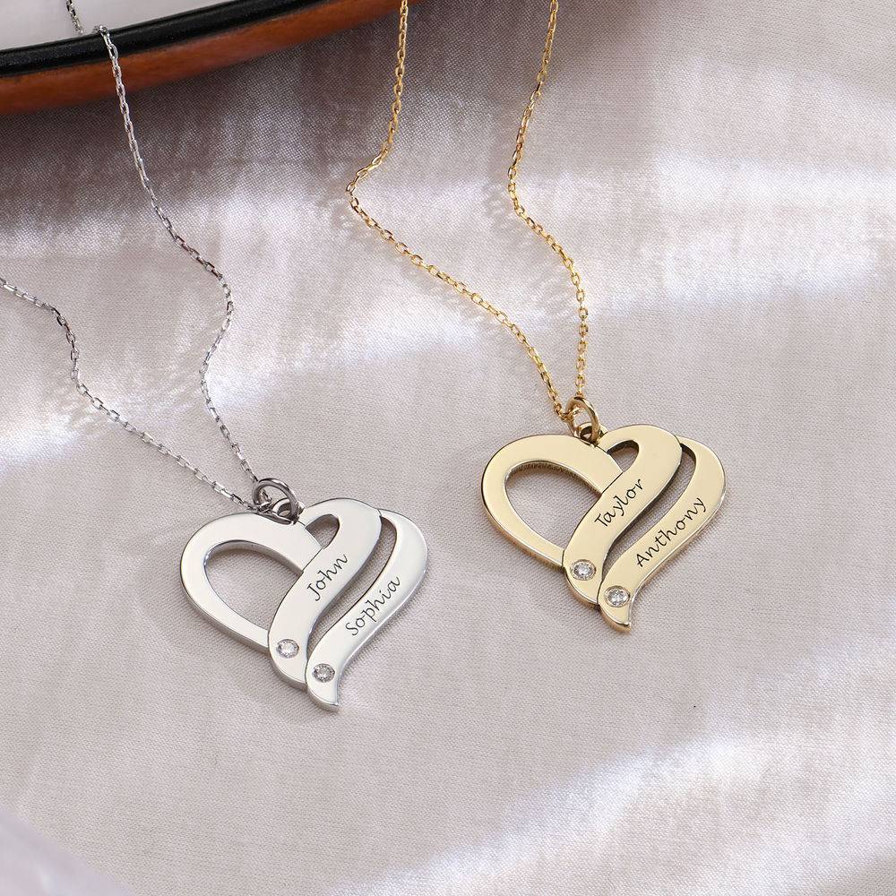 Two Hearts Forever One 10K Yellow Necklace with Diamond product photo