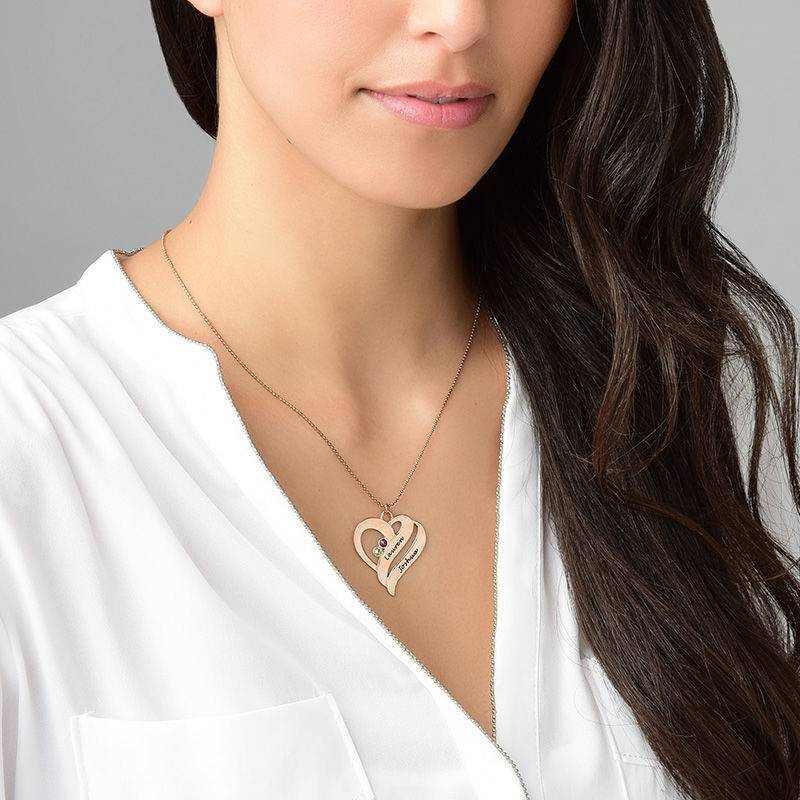 Two Hearts Forever One Necklace with Birthstones - Rose Gold Plated product photo