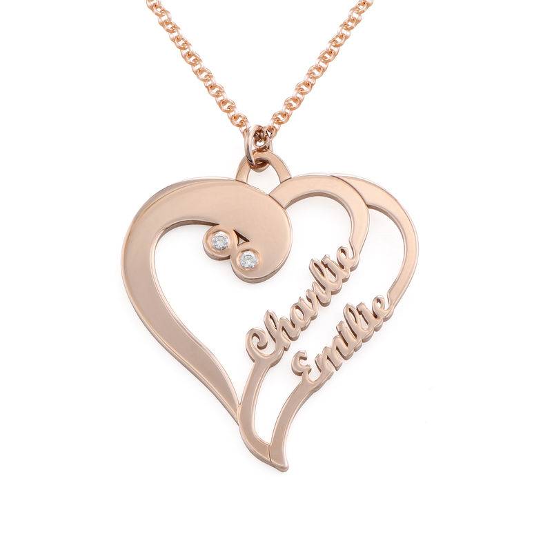 Two Hearts Forever One Necklace with Diamond in Rose Gold Plating-2 product photo