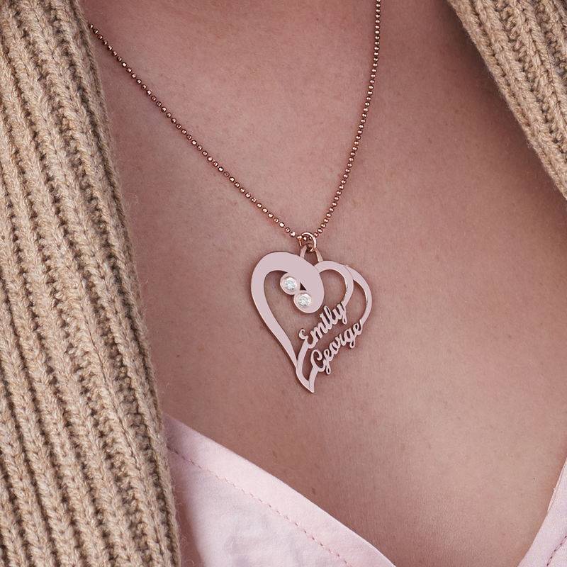Two Hearts Forever One Necklace with Diamond in Rose Gold Plating-4 product photo