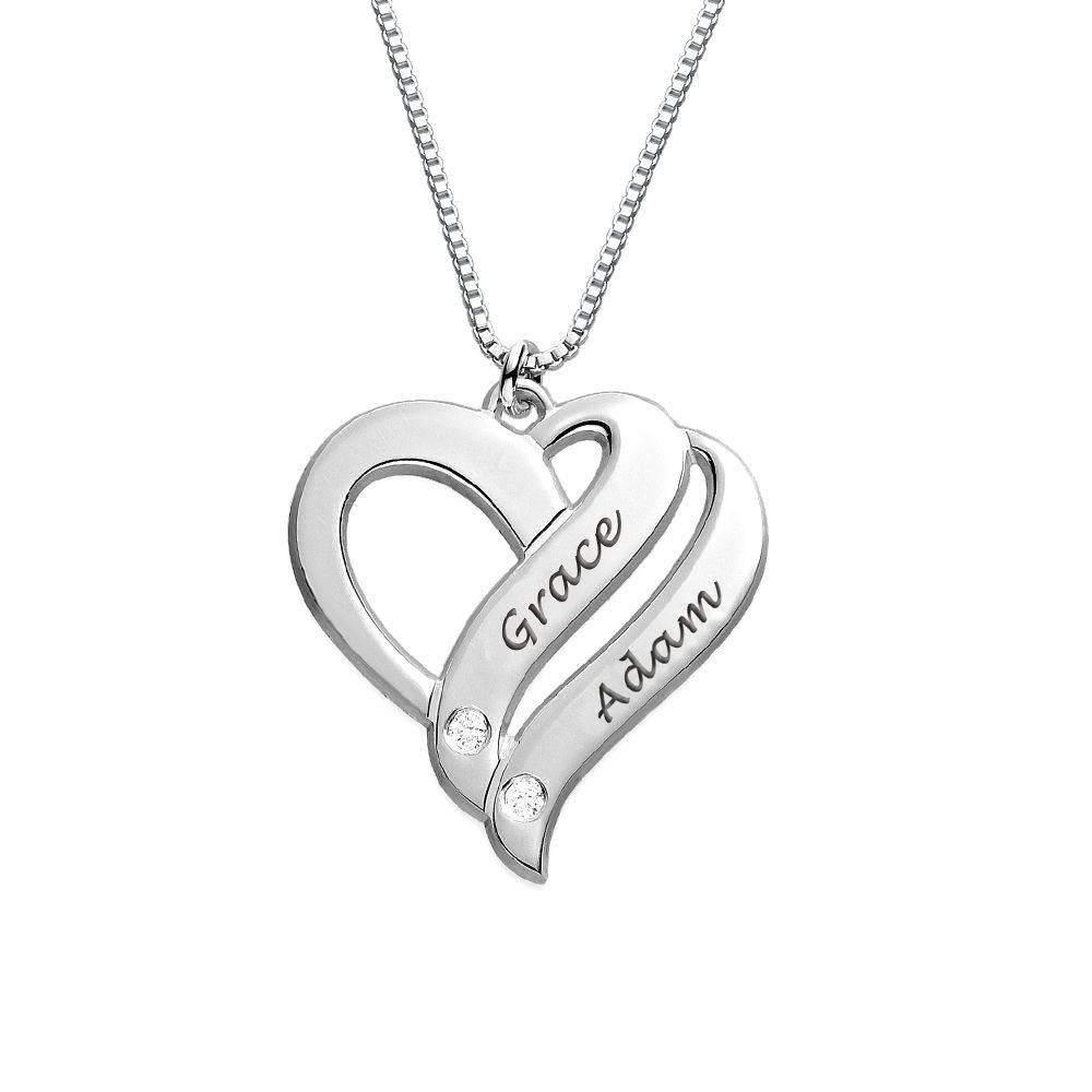 Two Hearts Forever One Sterling Silver Diamond Necklace-1 product photo