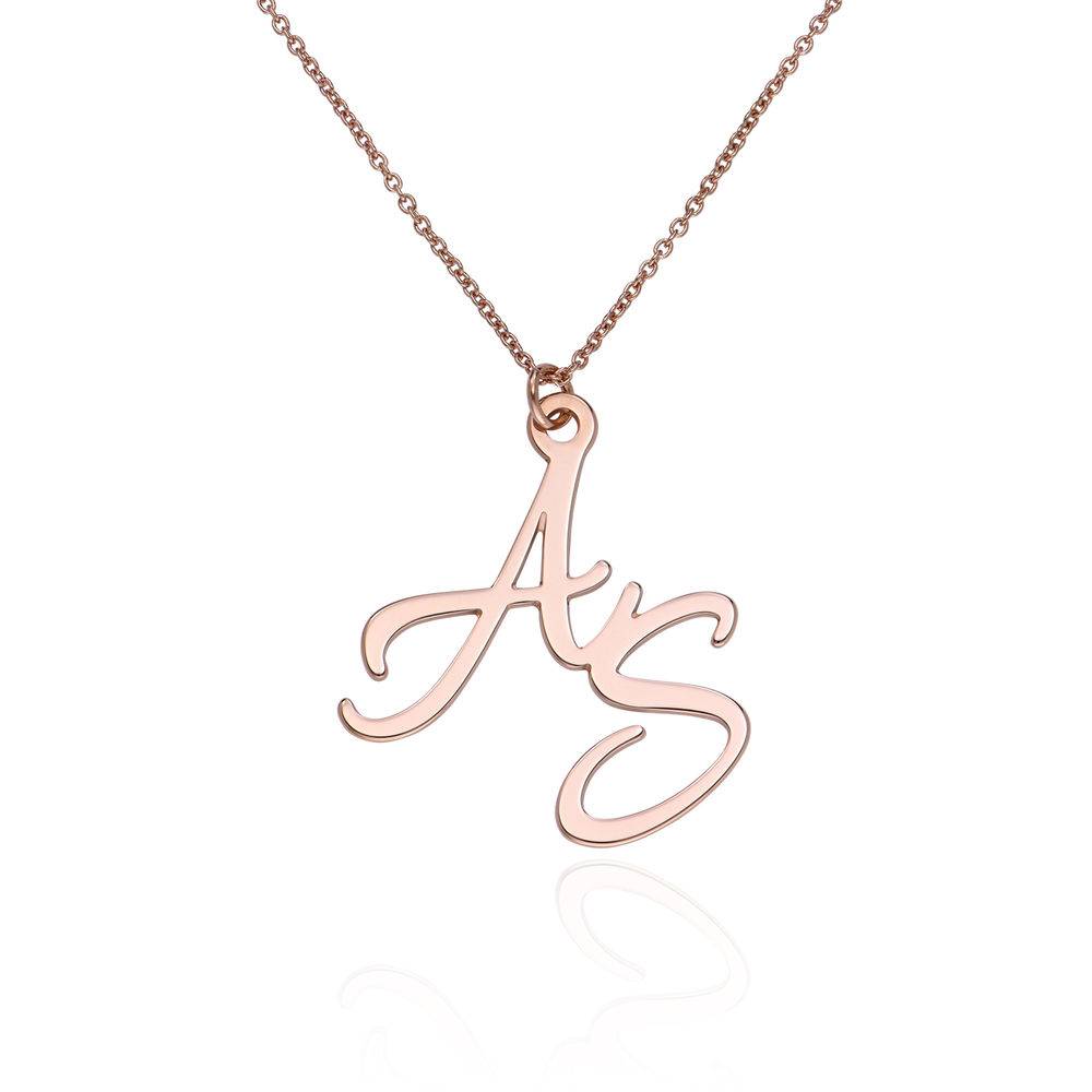 Two Initial Necklace in 18K Rose Gold Plating-3 product photo