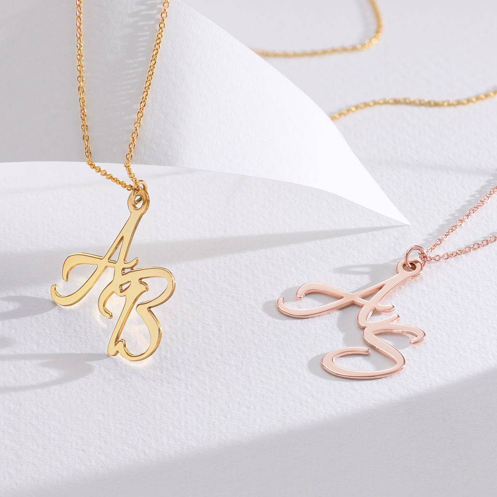 Two Initial Necklace in 18K Rose Gold Plating-4 product photo