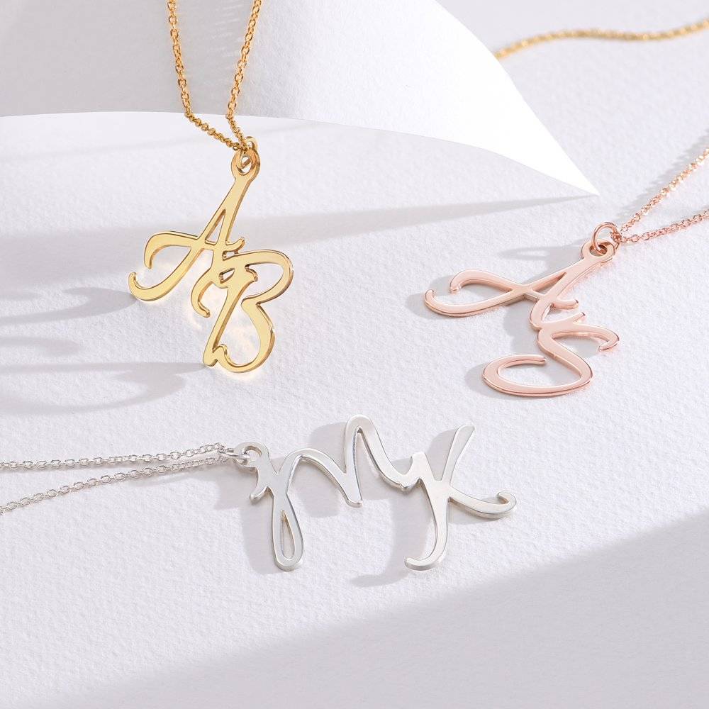 Silver Two Initial Necklace-3 product photo