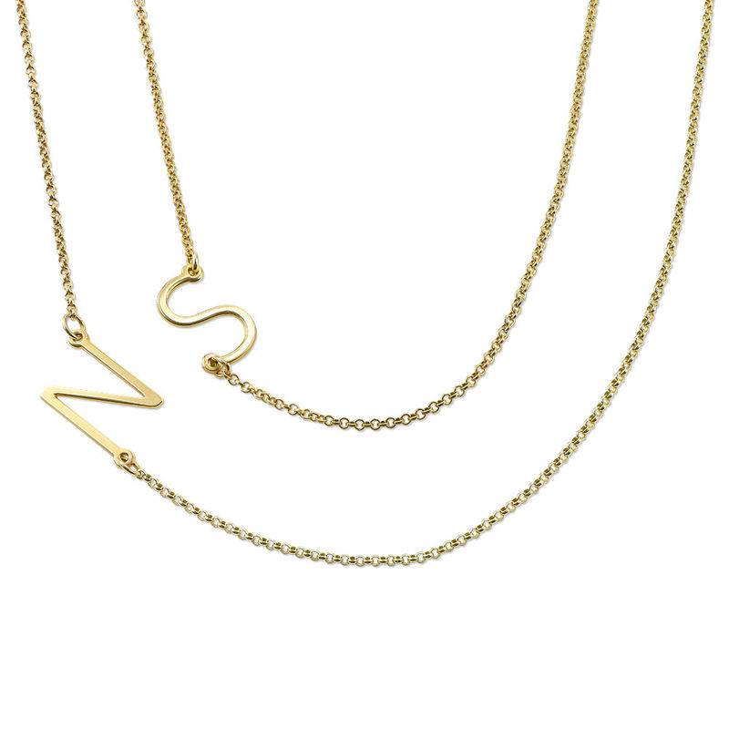 Two Sideways Initial Necklaces in 18k Gold Plating-1 product photo