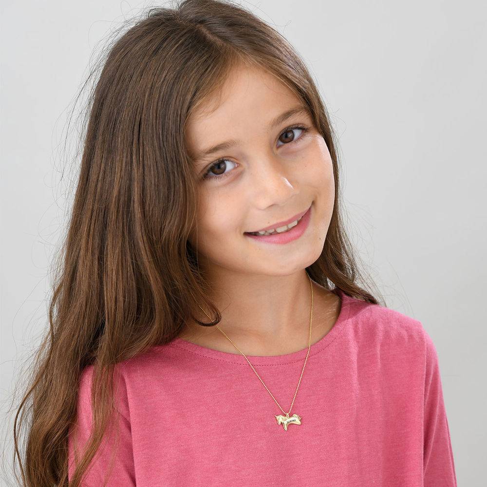 Unicorn Necklace for Girls in 10k Yellow Gold with Cubic Zirconia-2 product photo