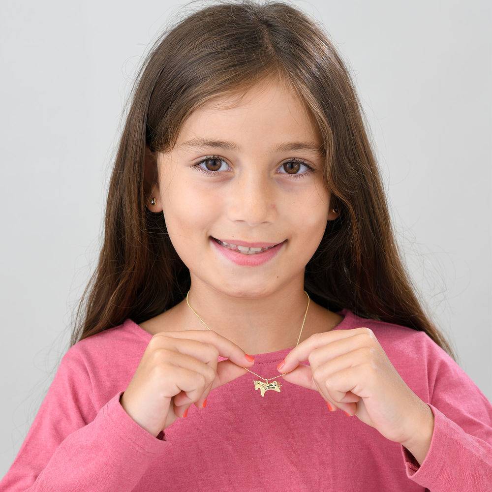 Unicorn Necklace for Girls in 10k Yellow Gold with Cubic Zirconia-4 product photo