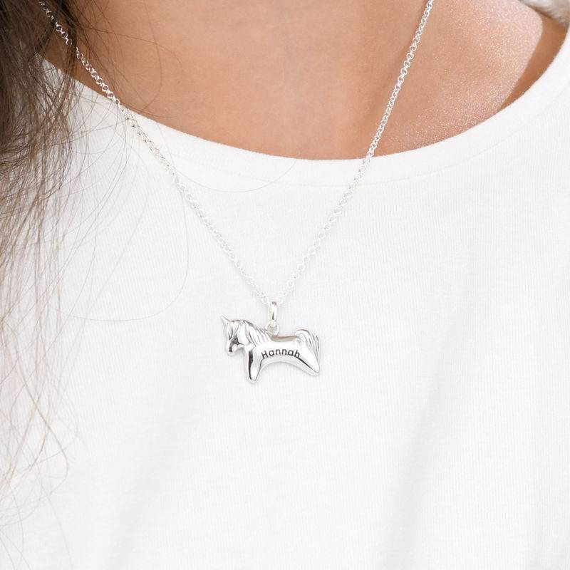 Unicorn Necklace for Girls in Sterling Silver with Cubic Zirconia-3 product photo