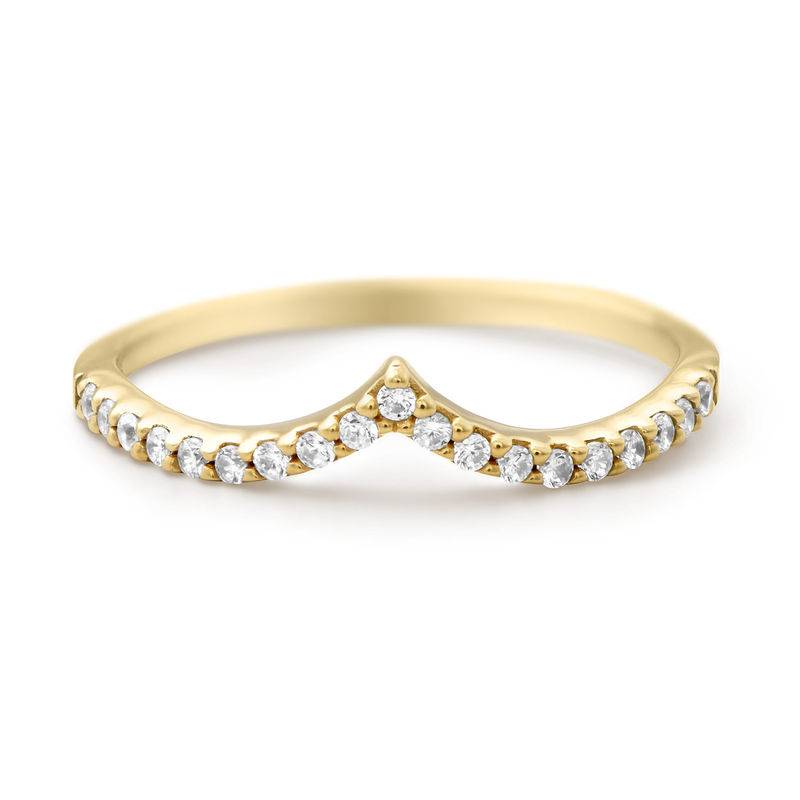 V Ring with Cubic Zirconia in Gold Plated-1 product photo