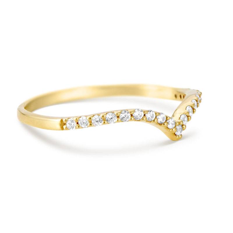 V Ring with Cubic Zirconia in Gold Plated-2 product photo