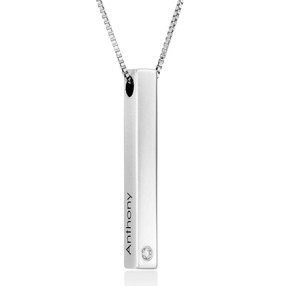 Totem 3D Bar Necklace in Sterling Silver with Diamond-2 product photo