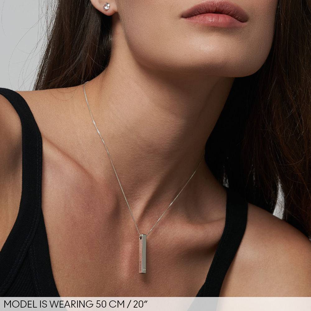 Totem 3D Bar Necklace in Sterling Silver with Diamond-2 product photo
