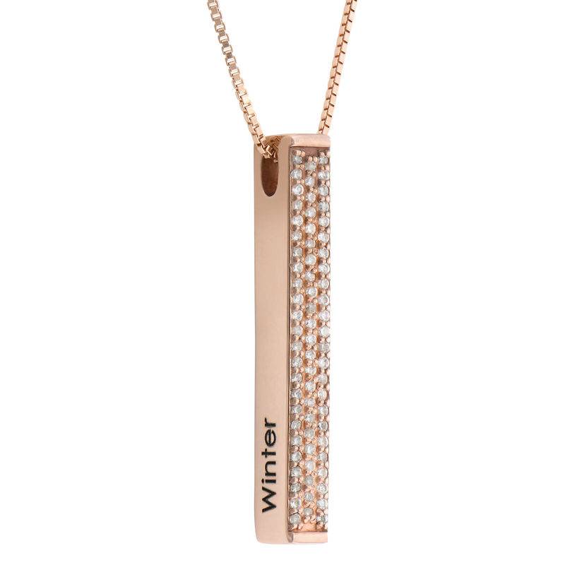 Vertical 3D Bar Necklace with Cubic Zirconia in Rose Gold Plating Vertical 3D Bar Necklace with Cubic Zirconia in Rose Gold Plating product photo