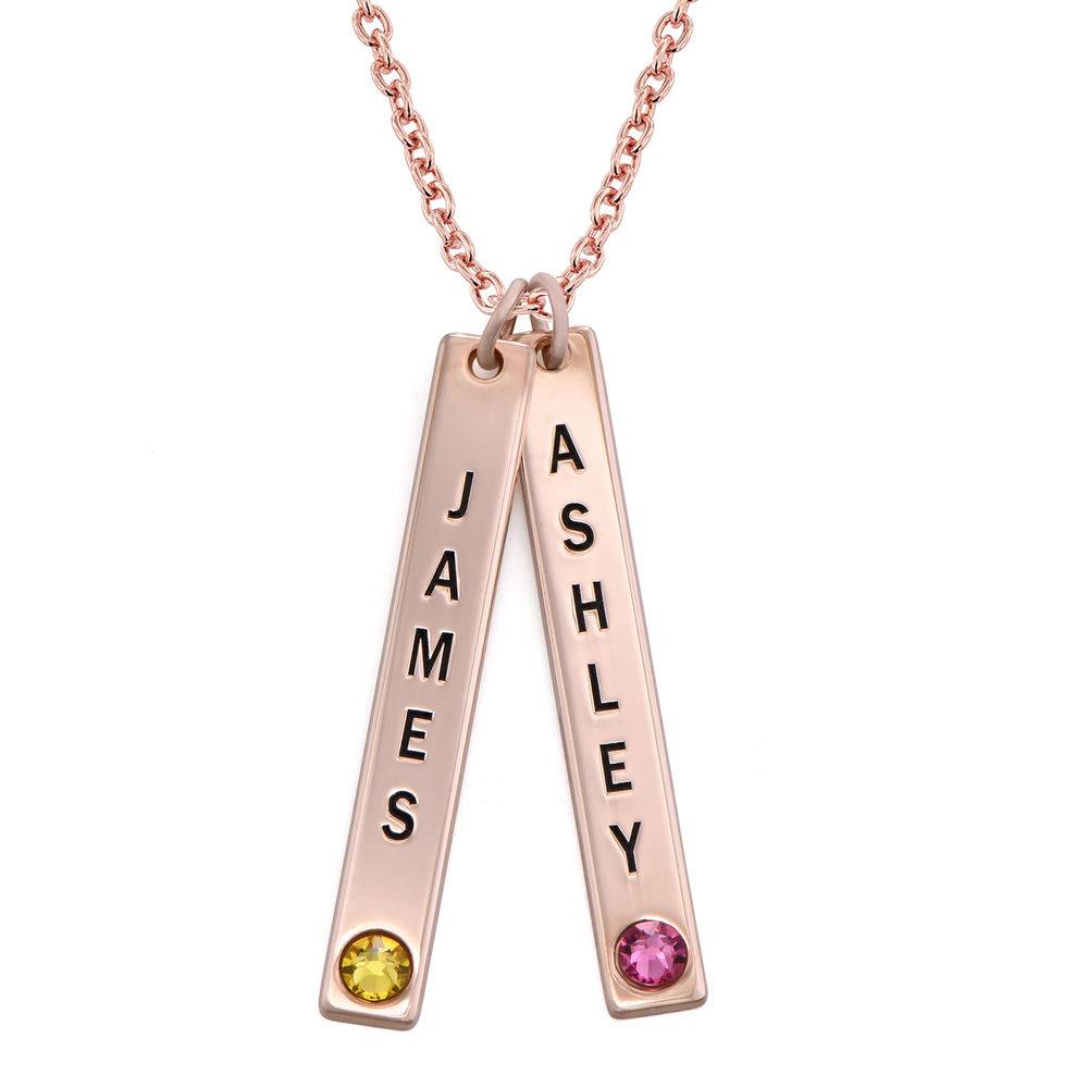 Vertical Bar Necklace with Birthstone in Rose Gold Plating-2 product photo
