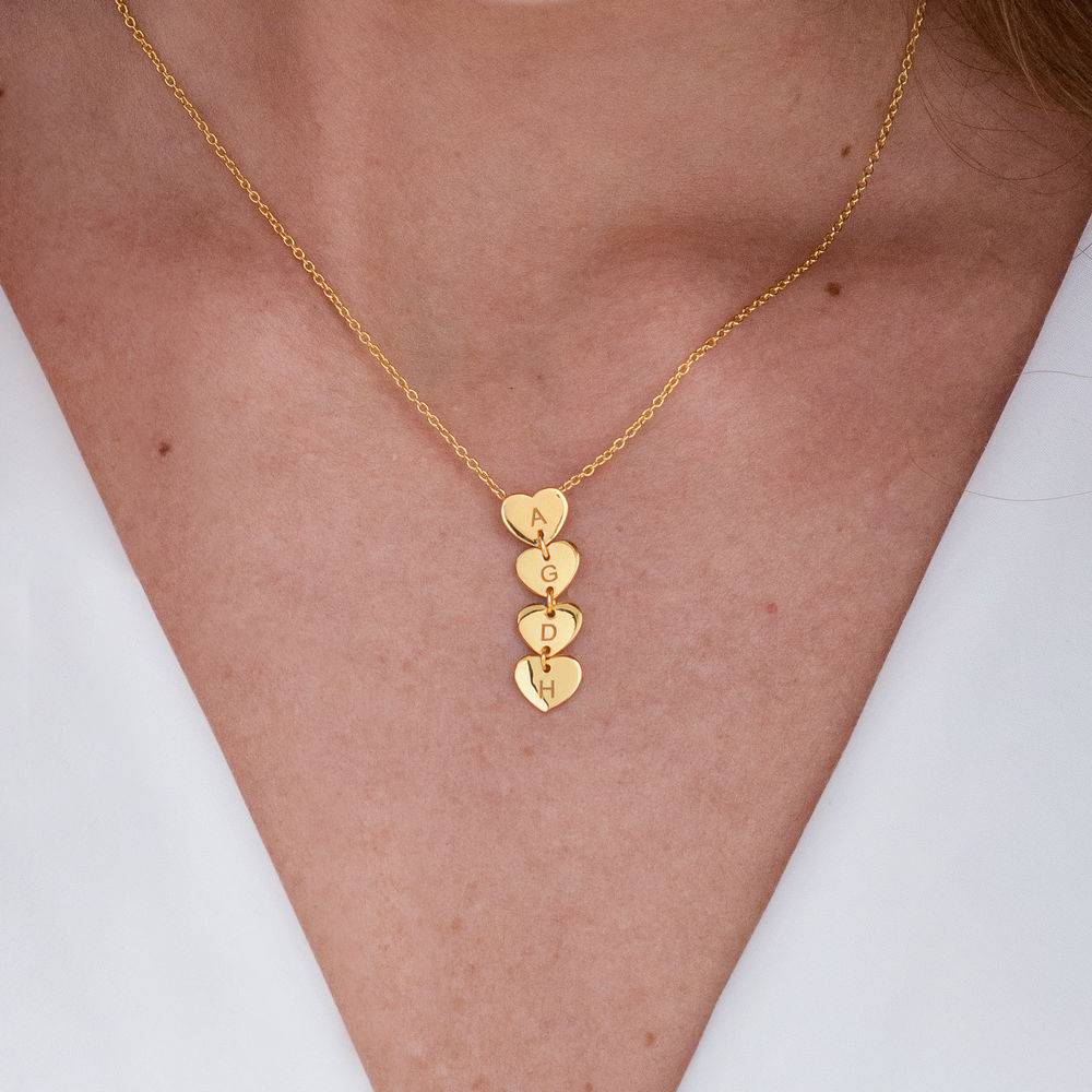 Vertical Initial Hearts Stackable Necklace in 18K Gold Vermeil-2 product photo