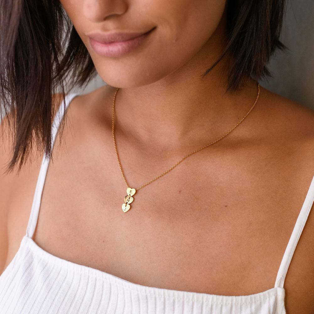 Vertical Initial Hearts Stackable Necklace in 18K Gold Vermeil-4 product photo