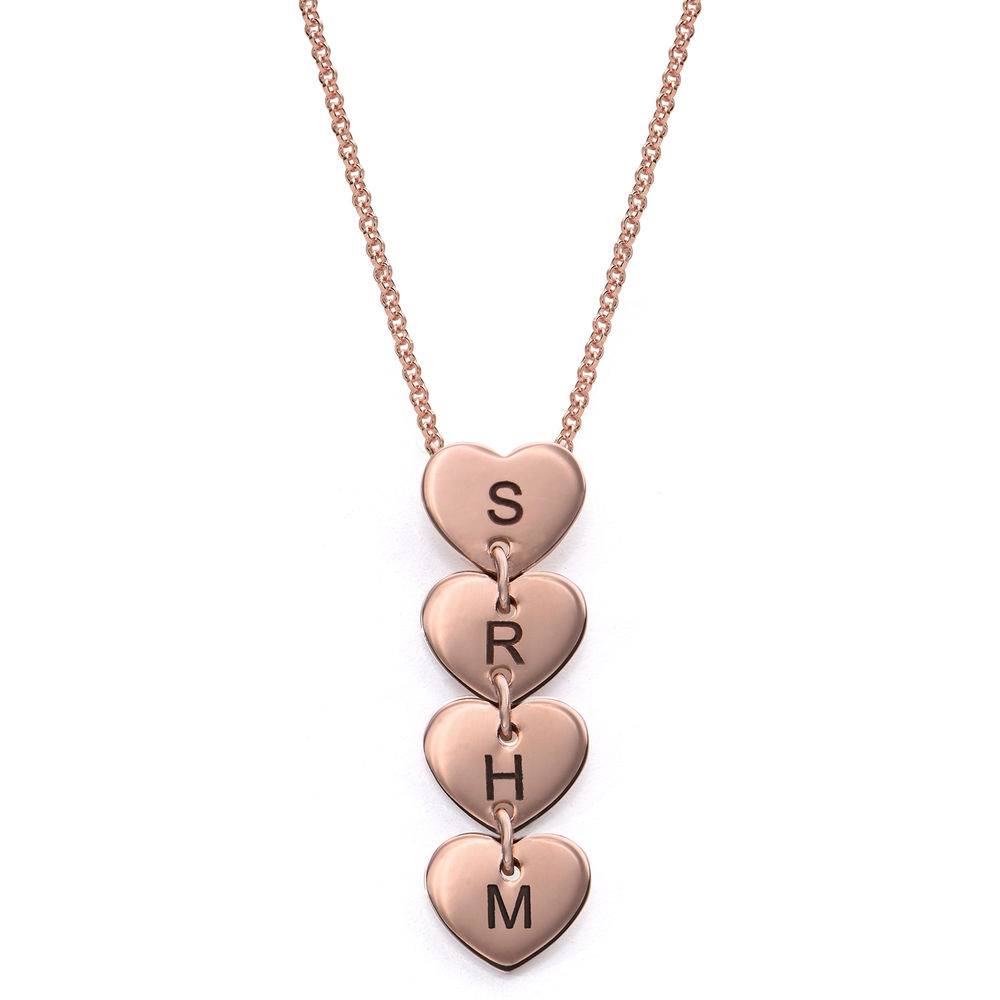 Vertical Initial Hearts Stackable Necklace in 18K Rose Gold Plating-2 product photo