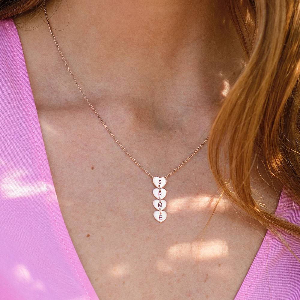 Vertical Initial Hearts Stackable Necklace in 18K Rose Gold Plating-4 product photo