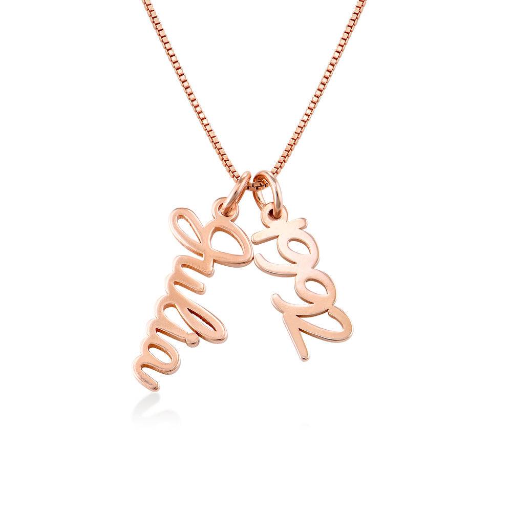 Vertical Name Necklace in Cursive in Rose Gold Plated-1 product photo