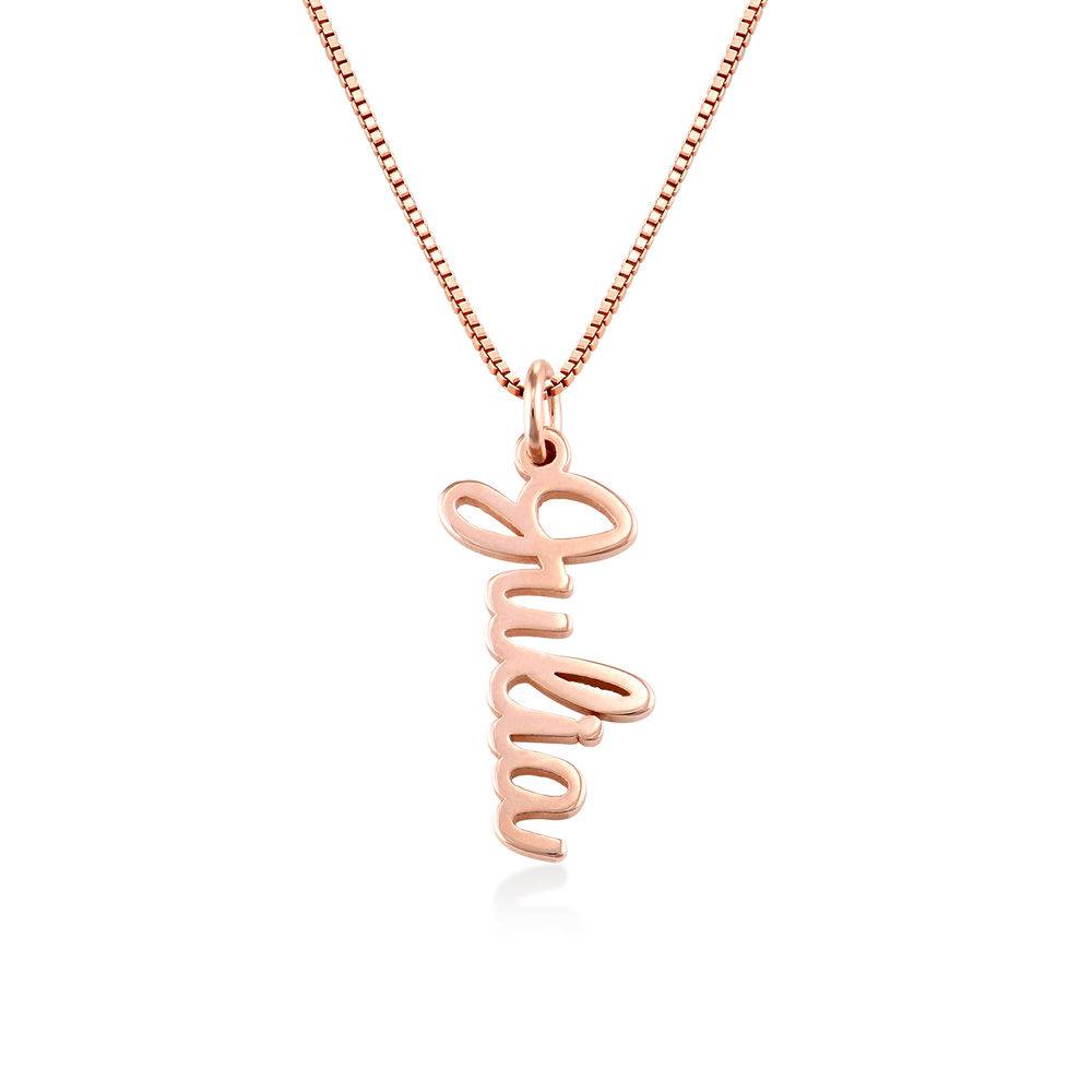 Vertical Name Necklace in Cursive in Rose Gold Plated-2 product photo