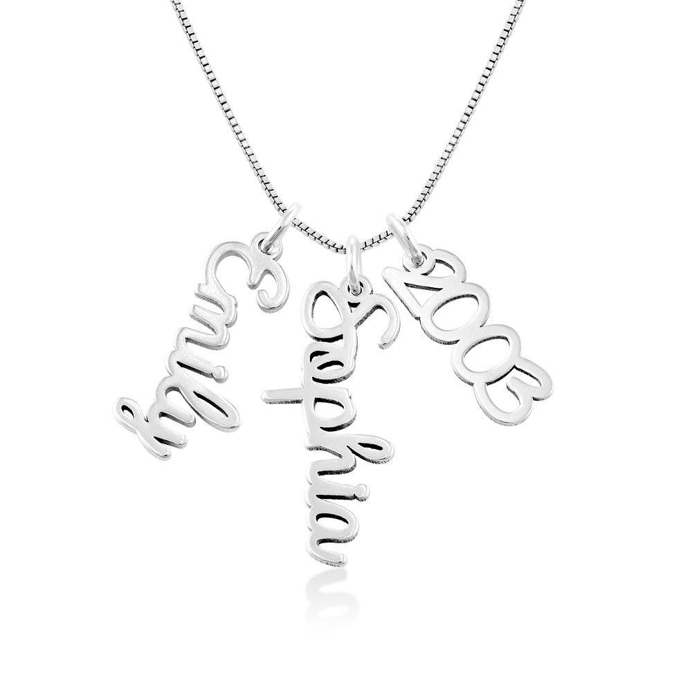 Vertical Name Necklace in Cursive in Sterling Silver-2 product photo