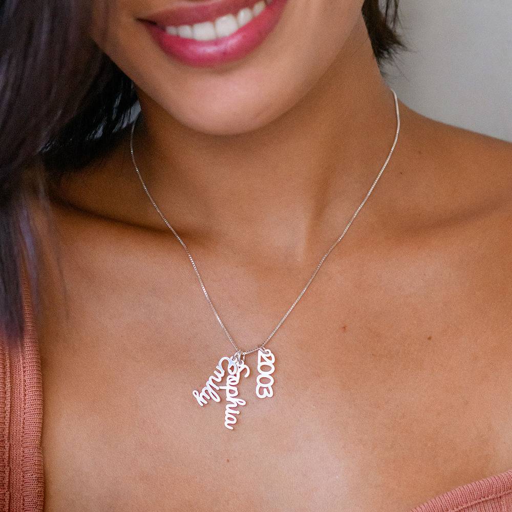 Vertical Name Necklace in Cursive in Sterling Silver-7 product photo