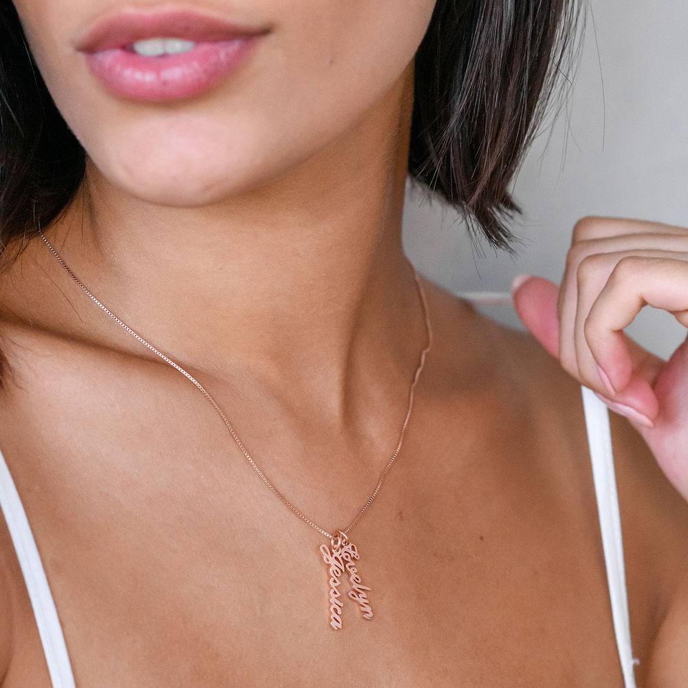 Vertical Name Necklace in Rose Gold Plated-1 product photo
