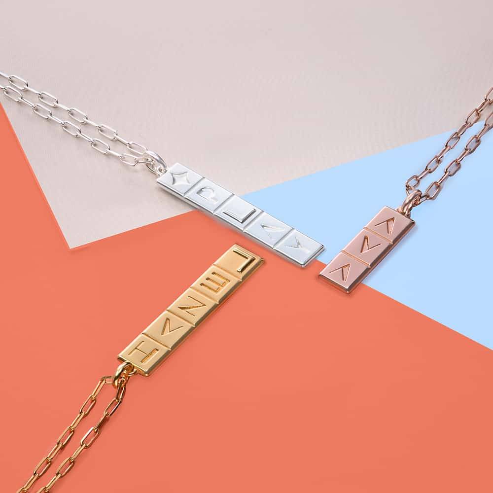 Domino ™ Vertical Tile Necklace in 18k Gold Vermeil-2 product photo