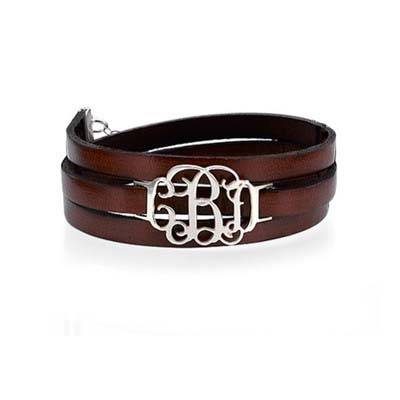 Leather Wrap Bracelet - Monogram-1 product photo