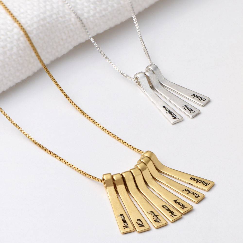 Xylophone Bar Necklace with Kids Names in Gold Plating-3 product photo