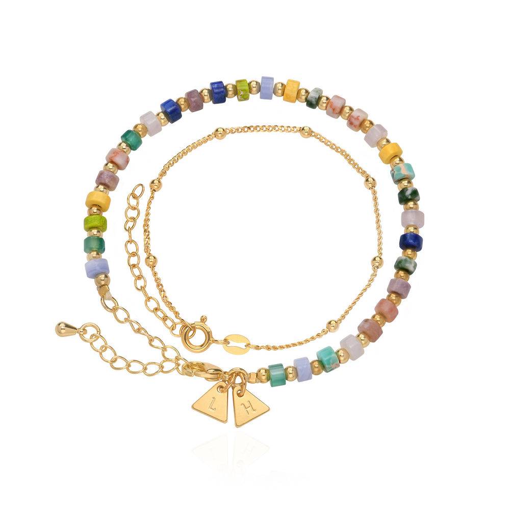 Resort Layered Beads Bracelet/Anklet with Initials in Gold Plating