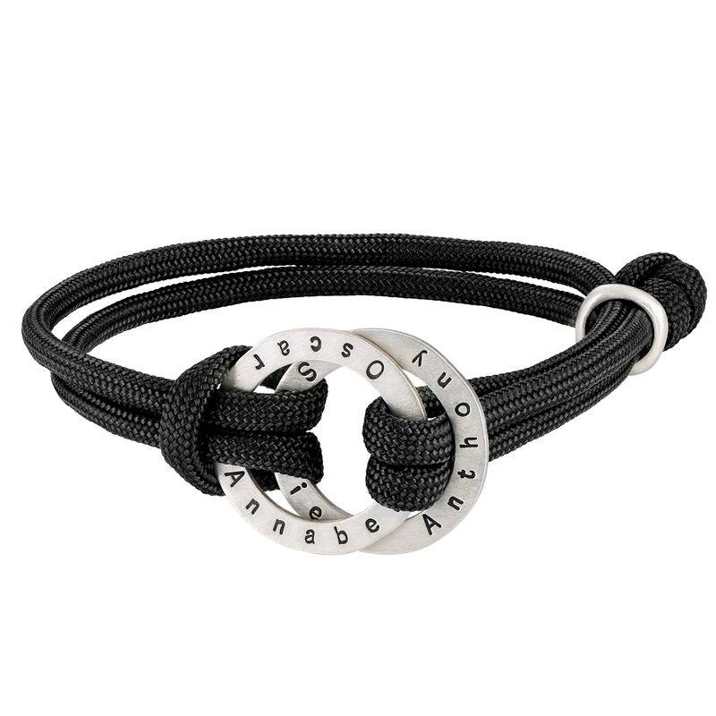 Rope Bracelet for Men with Engraved Hoop