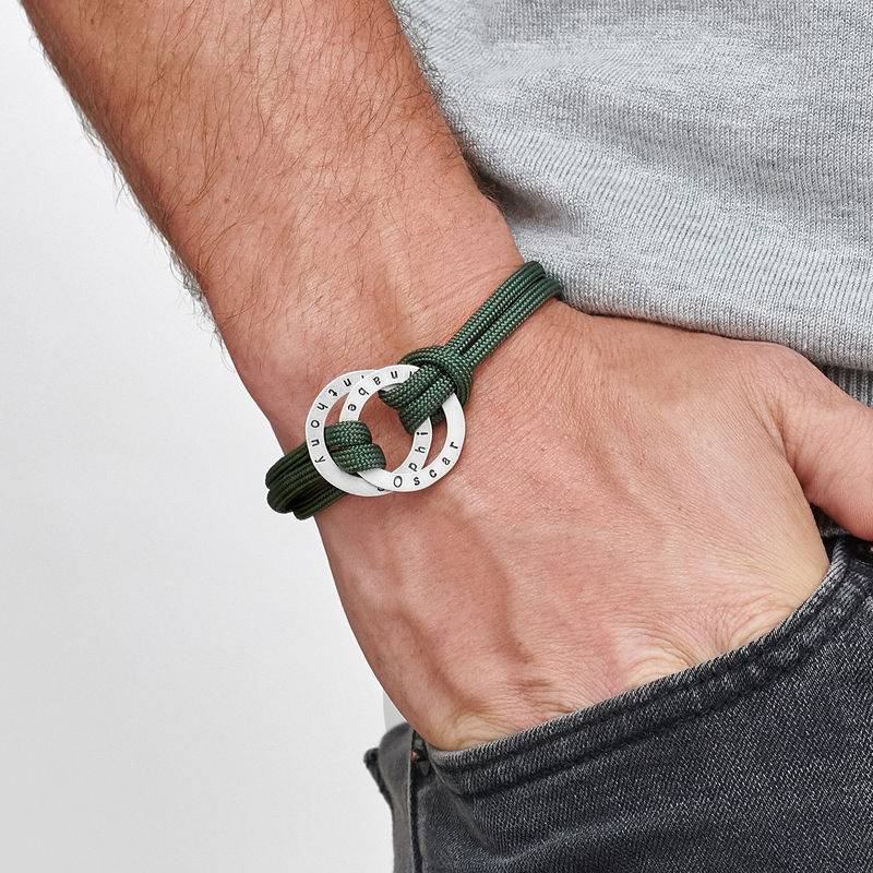 Rope Bracelet for Men with Engraved Hoop