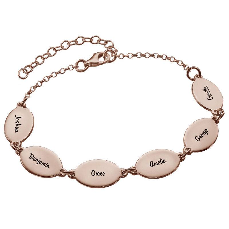 Rose Gold Plated Mom Bracelet with Kids Names - Oval Design