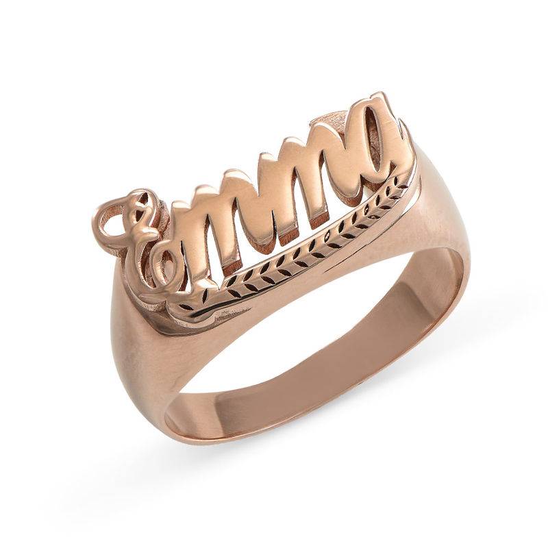 Rose Gold Plated Sterling Silver Name Ring