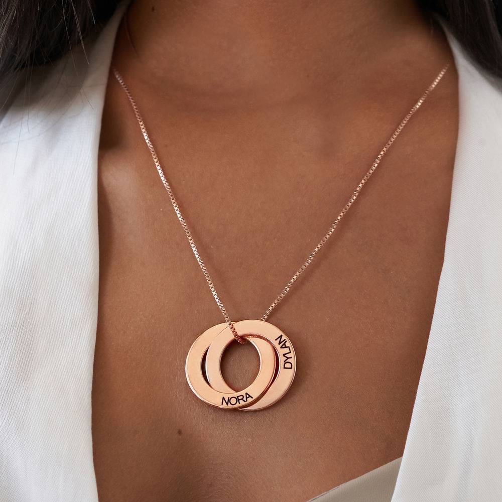 Russian Ring Necklace with 2 Rings - Rose Gold Plated