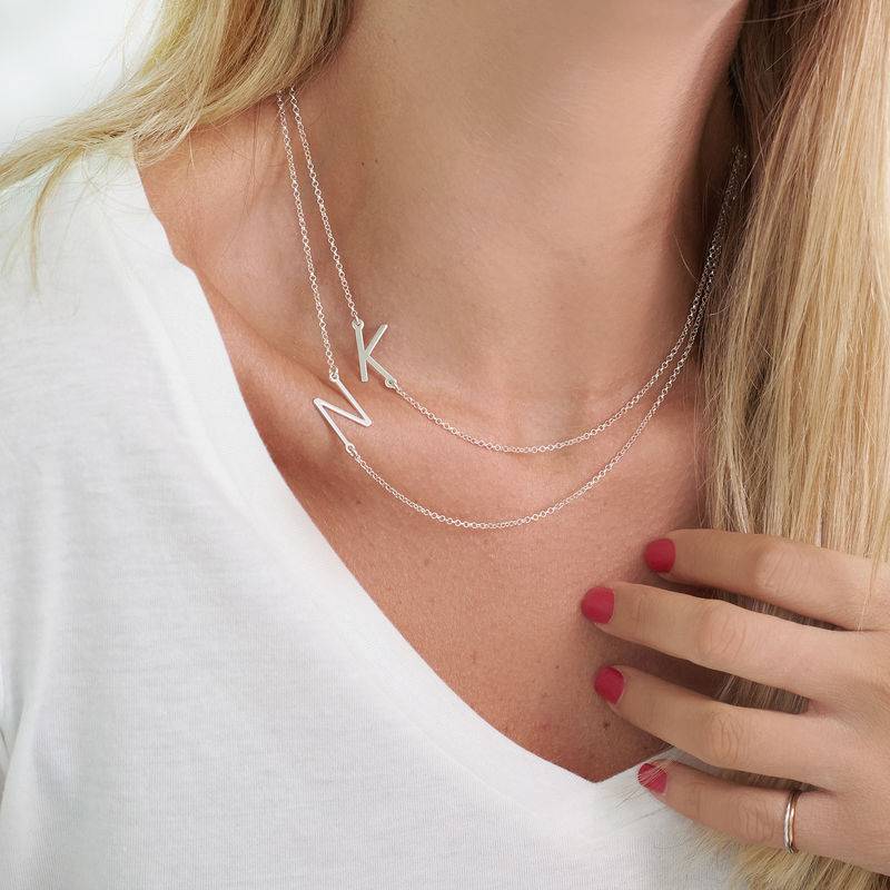 Sterling Silver Sideways Initial Necklace