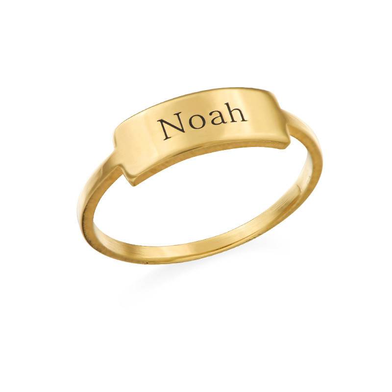 Silver Engraved Nameplate Ring - Gold Plated