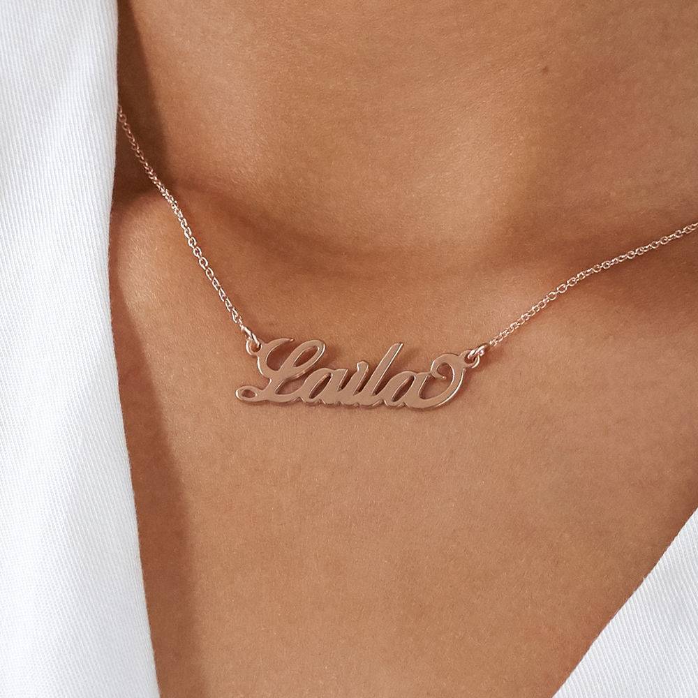 Small Carrie Name Necklace in 18k Rose Gold Plating