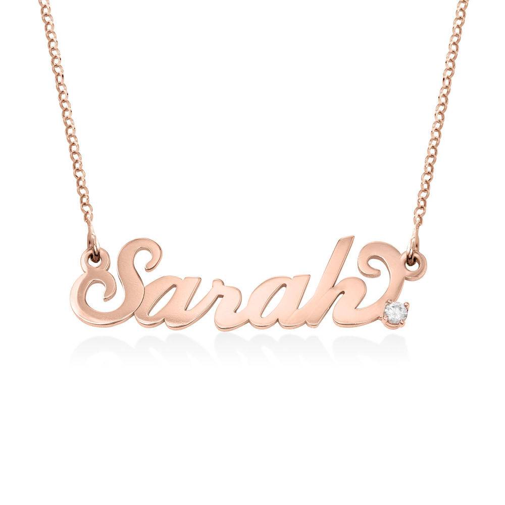 Small Carrie Name Necklace in 18k Rose Gold Plating with Diamond