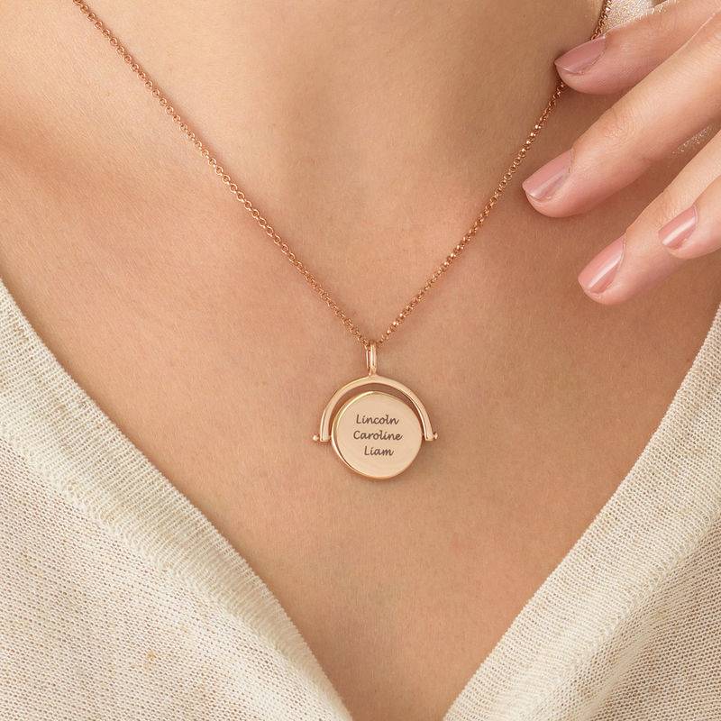 Spinning Engraved Necklace in Rose Gold Plating