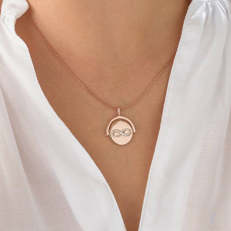 Spinning Infinity  Pendant Necklace in Rose Gold Plating